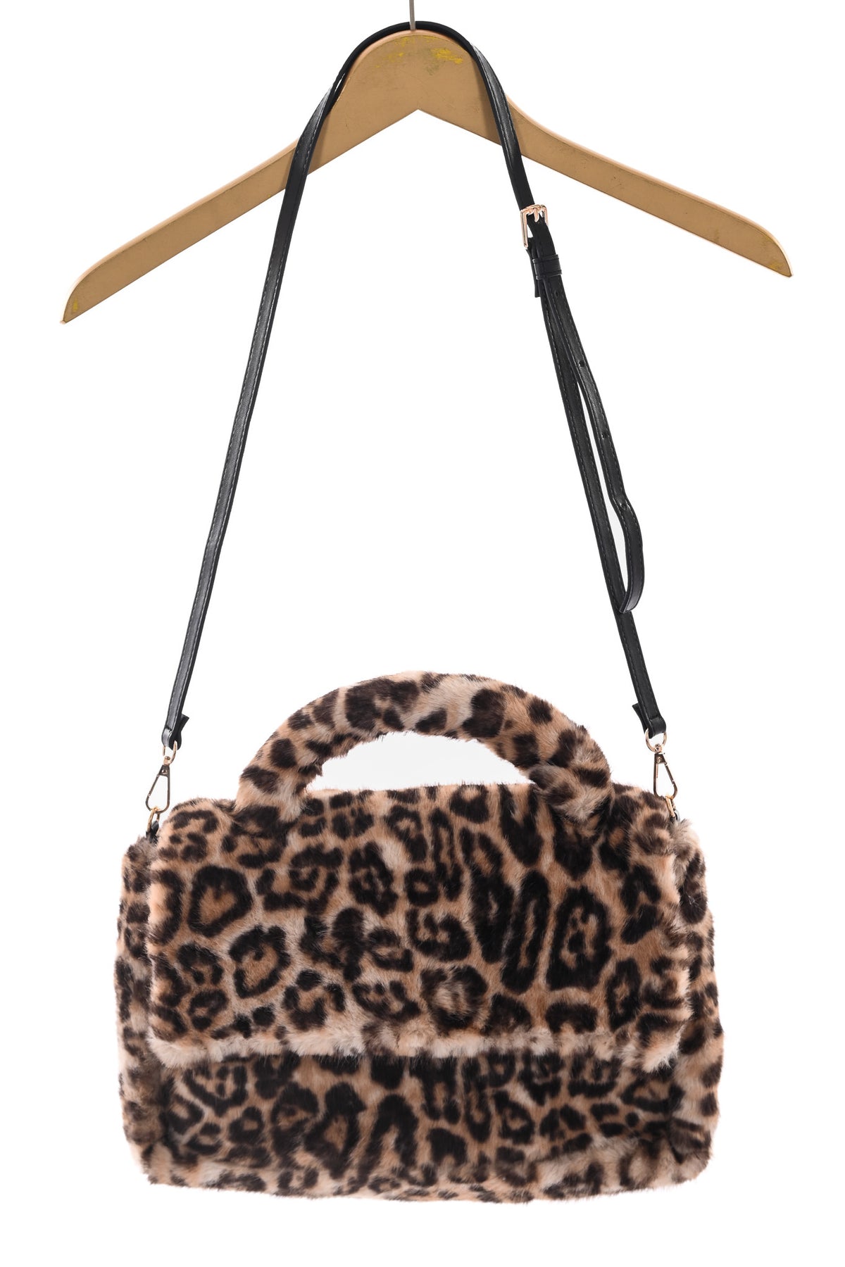 Faux fur panterprint handtas beige
