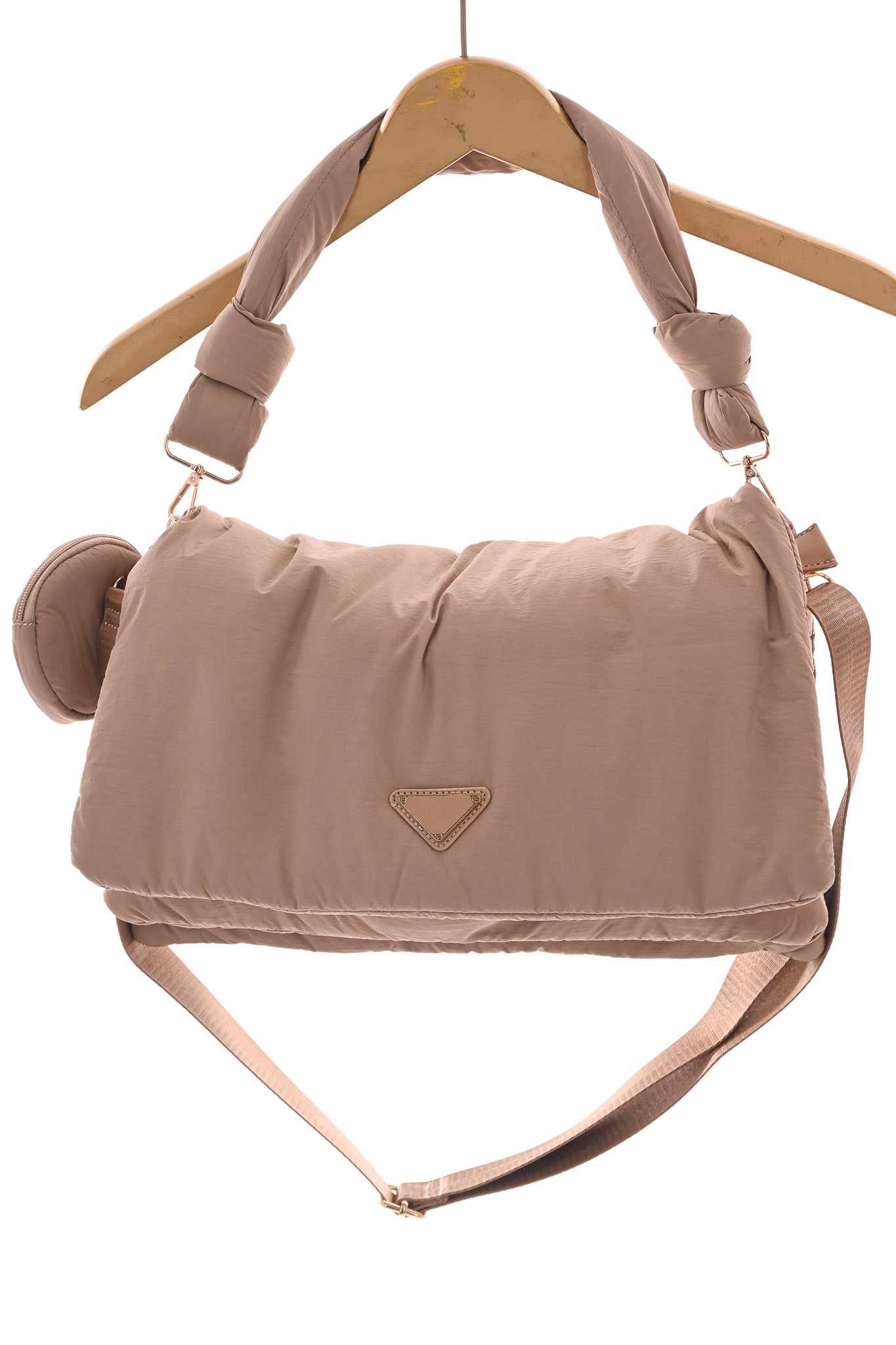 Puffer tas geknoopt beige
