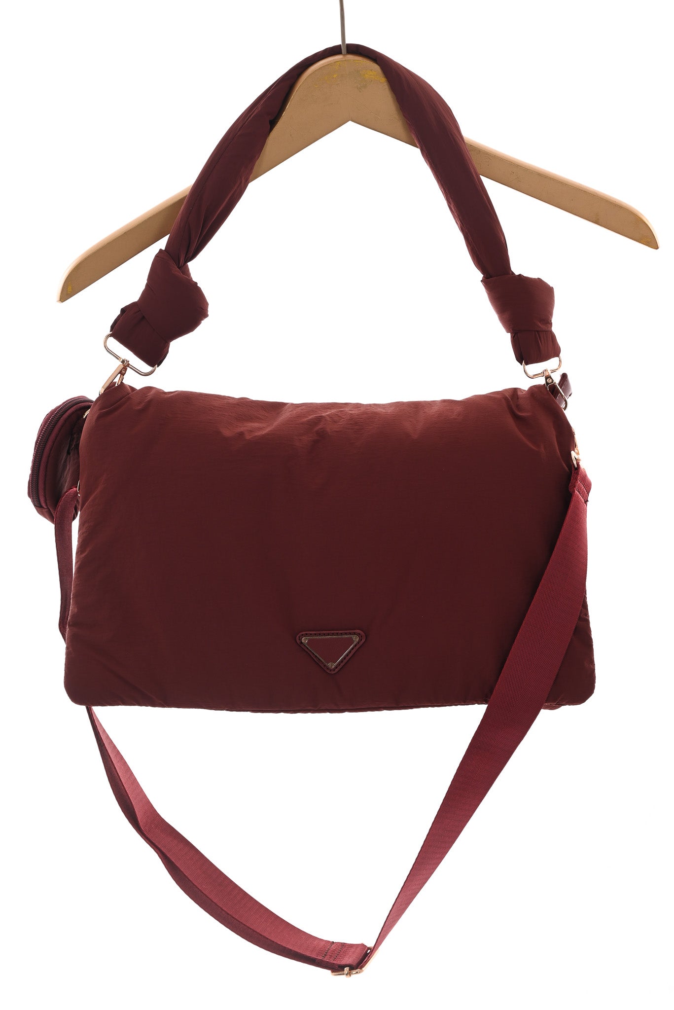 Puffer tas geknoopt bordeaux