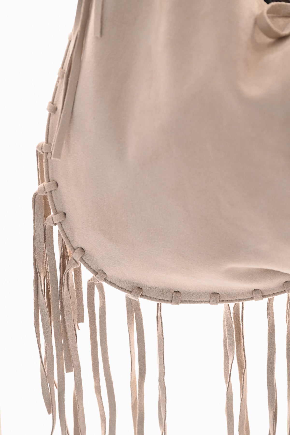 Suedinelook schoudertas franjes beige