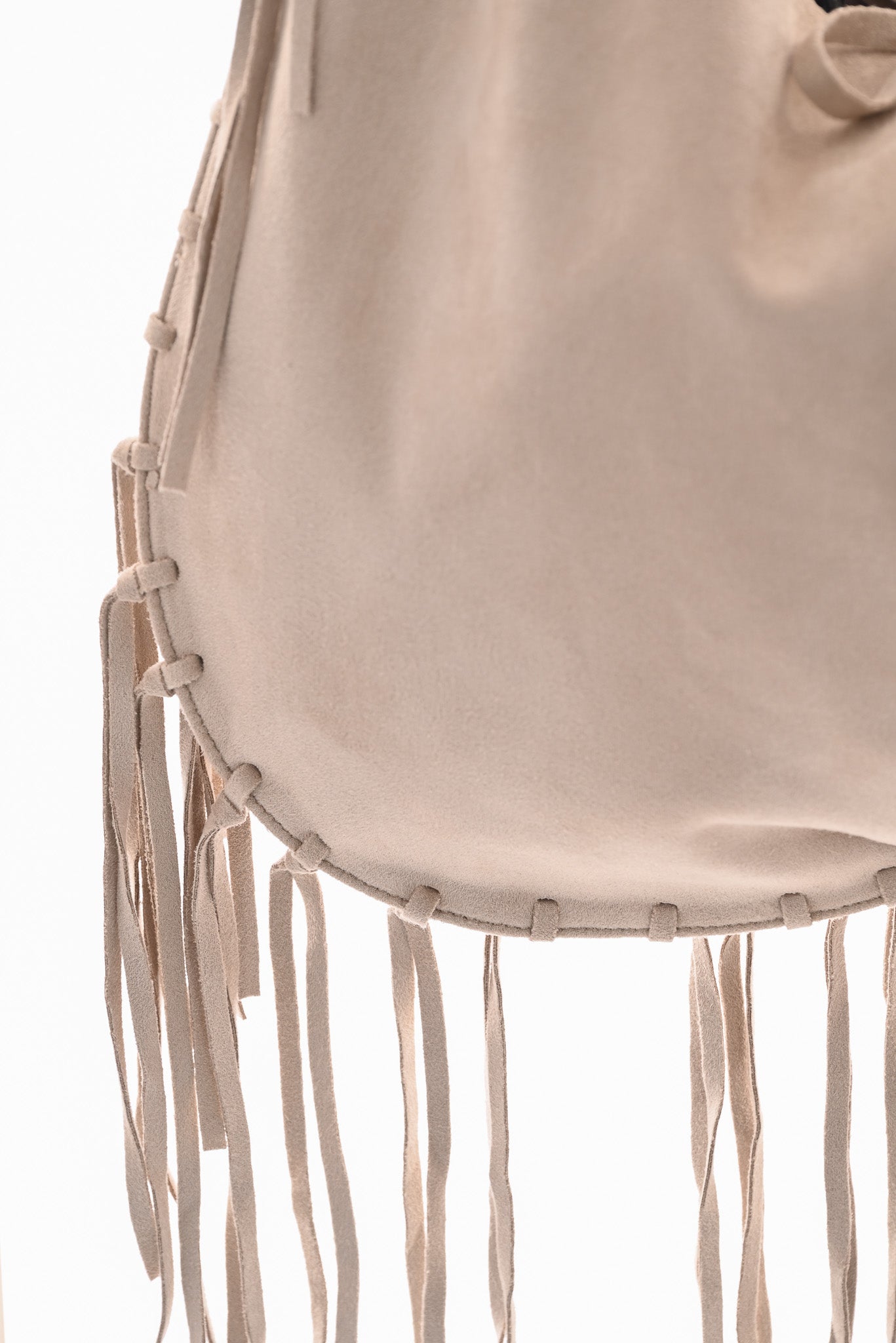 Suedinelook schoudertas franjes beige