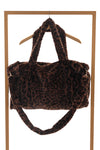 Faux fur shopper panter print bruin