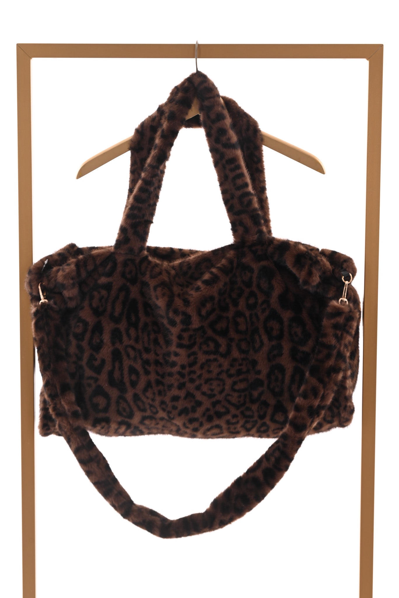 Faux fur shopper panter print bruin