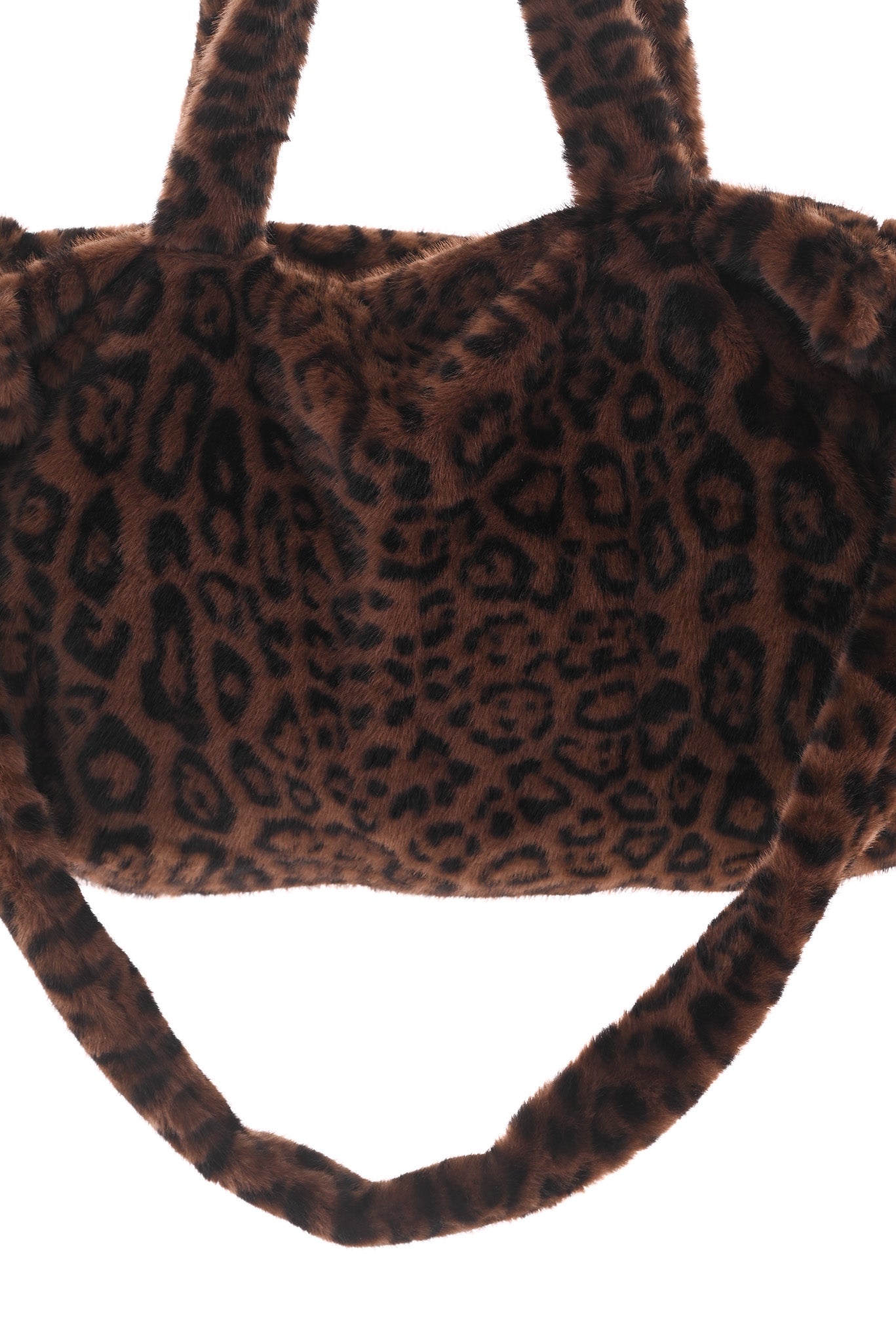 Faux fur shopper panter print bruin