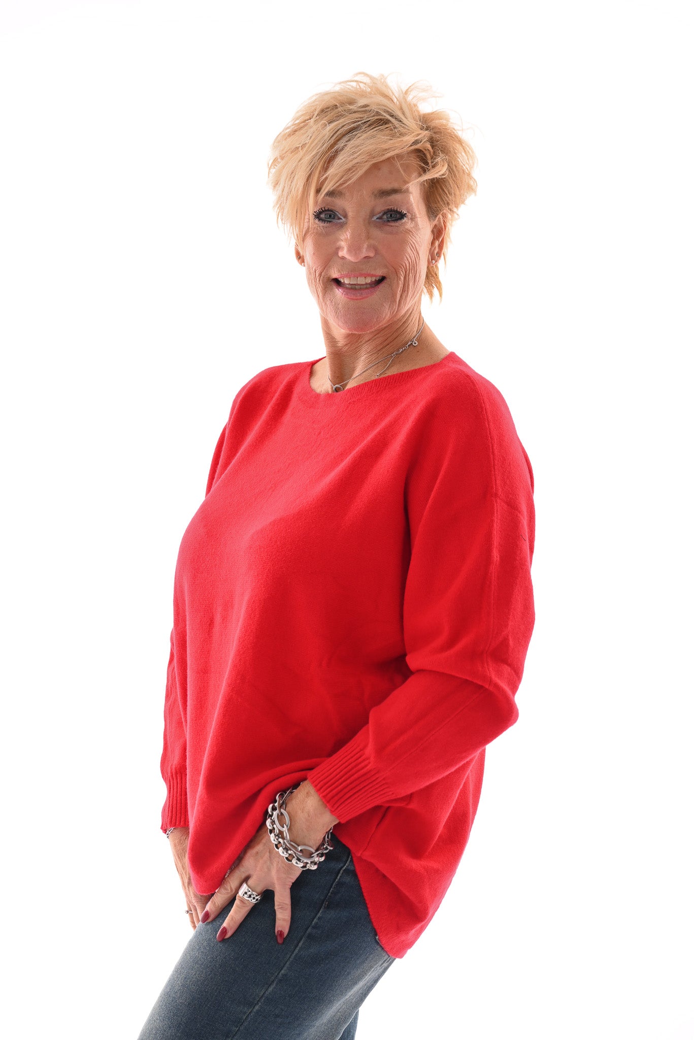 Trui met knoopjes rood
