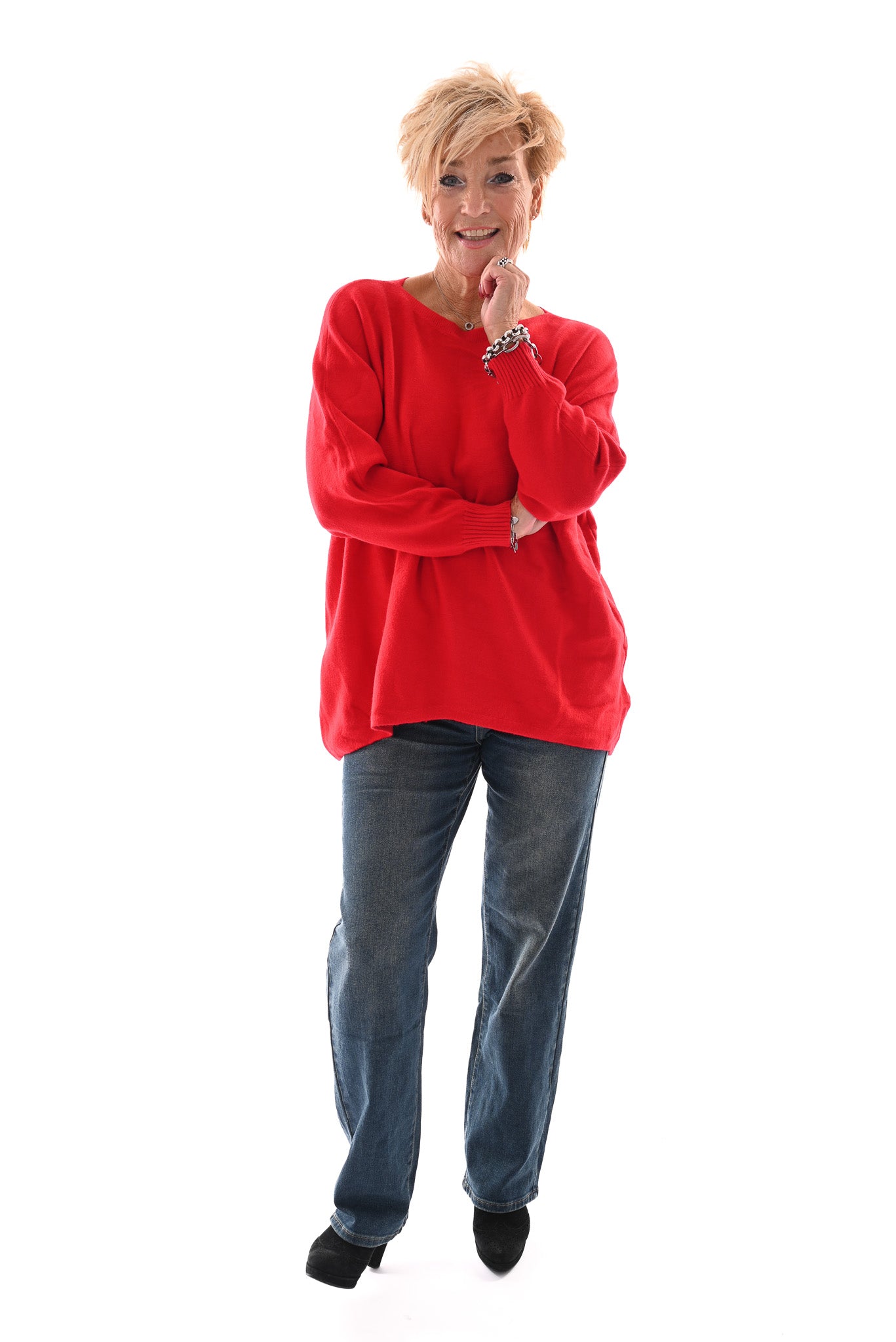 Trui met knoopjes rood