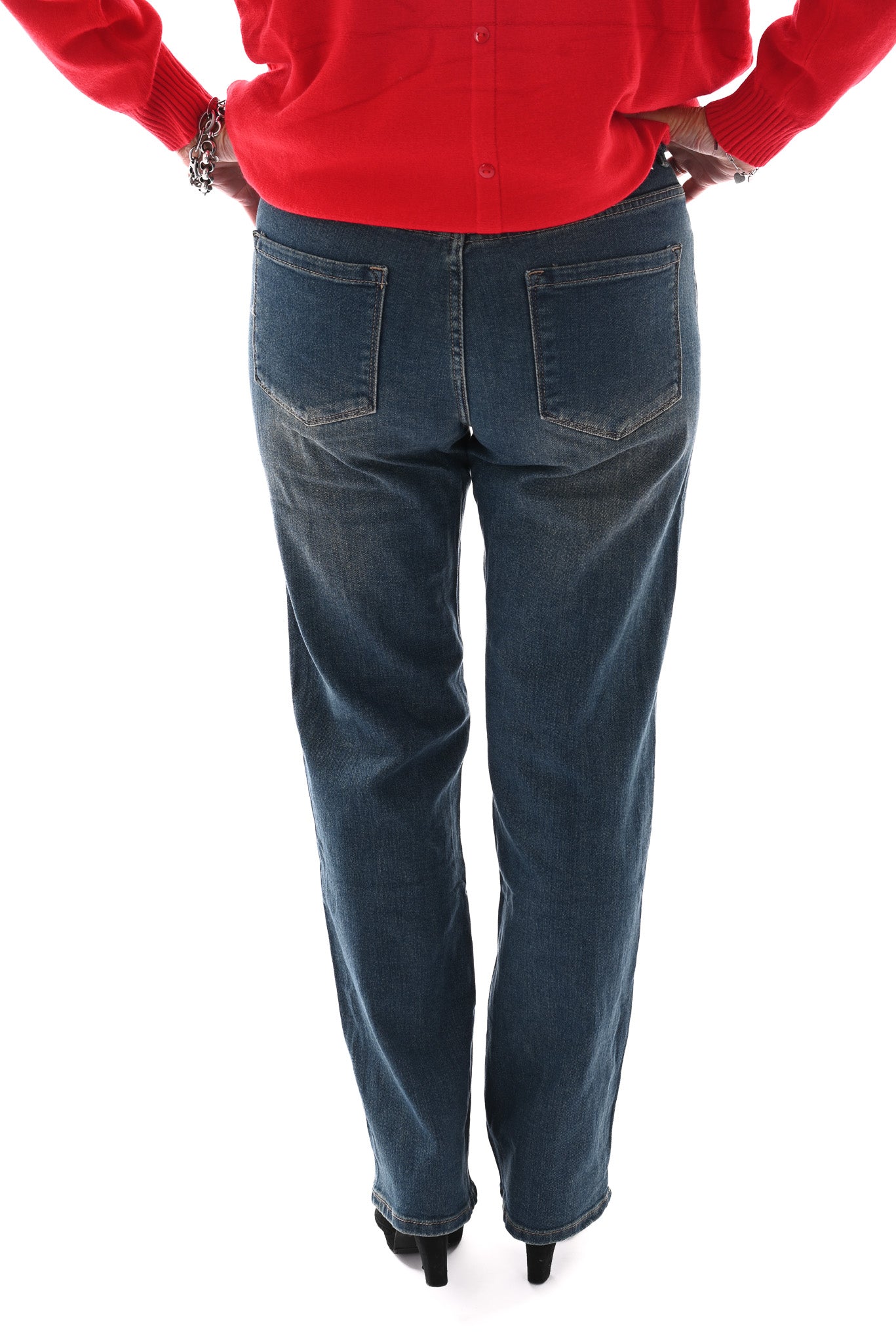 Norfy straight high waist jeans blauw/bruin