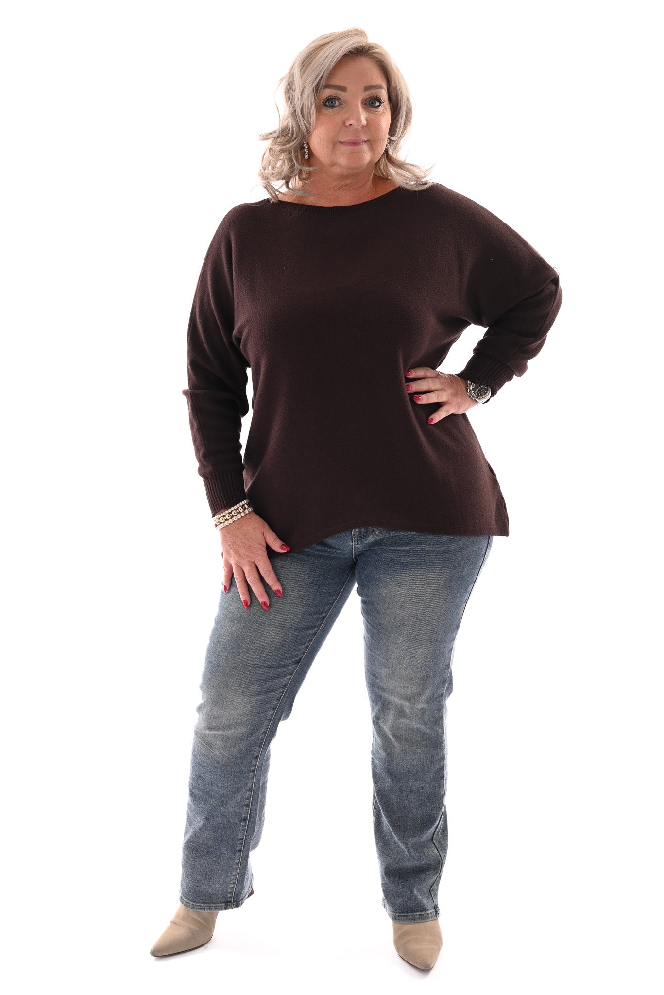 Norfy straight high waist jeans stonewash