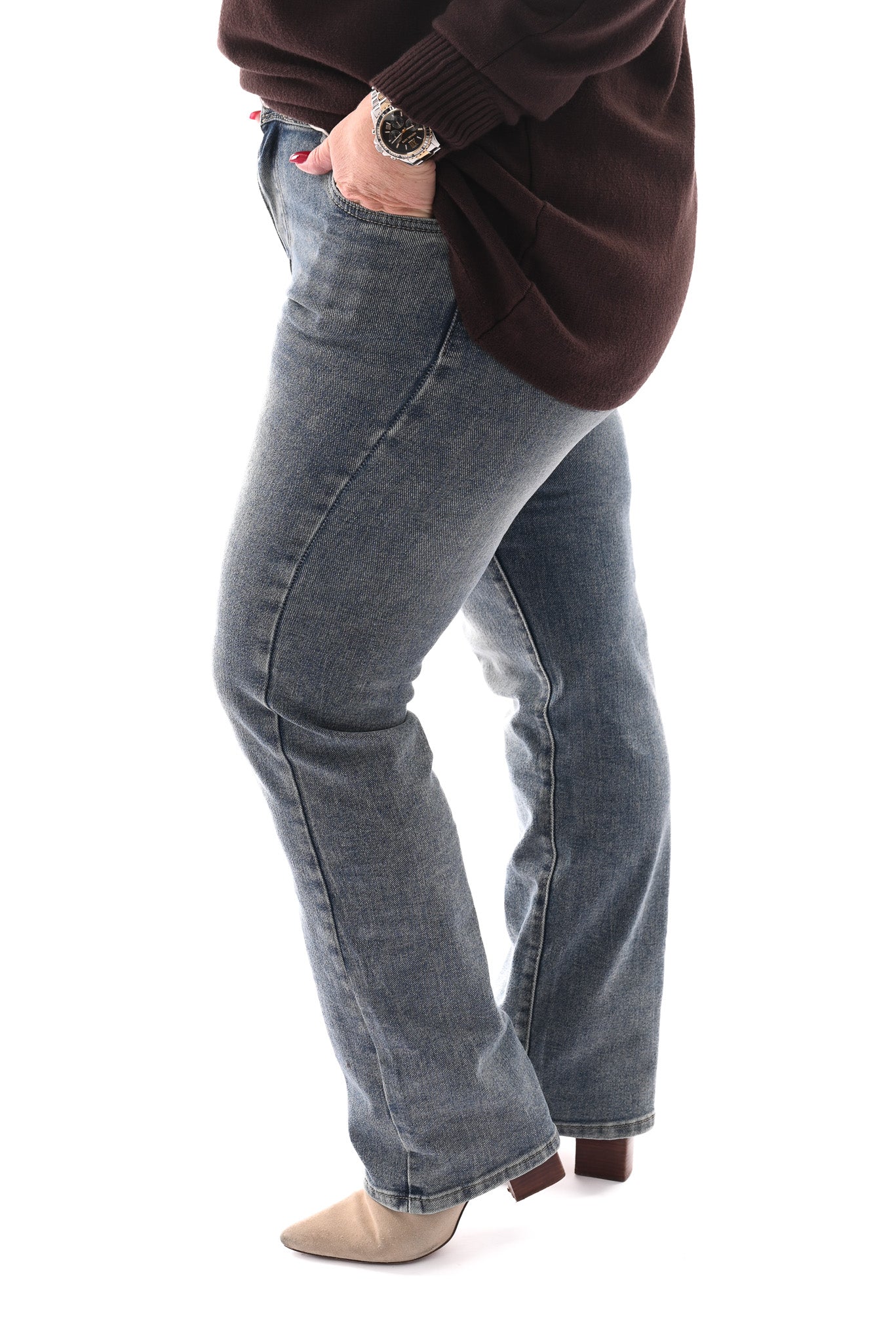 Norfy straight high waist jeans stonewash