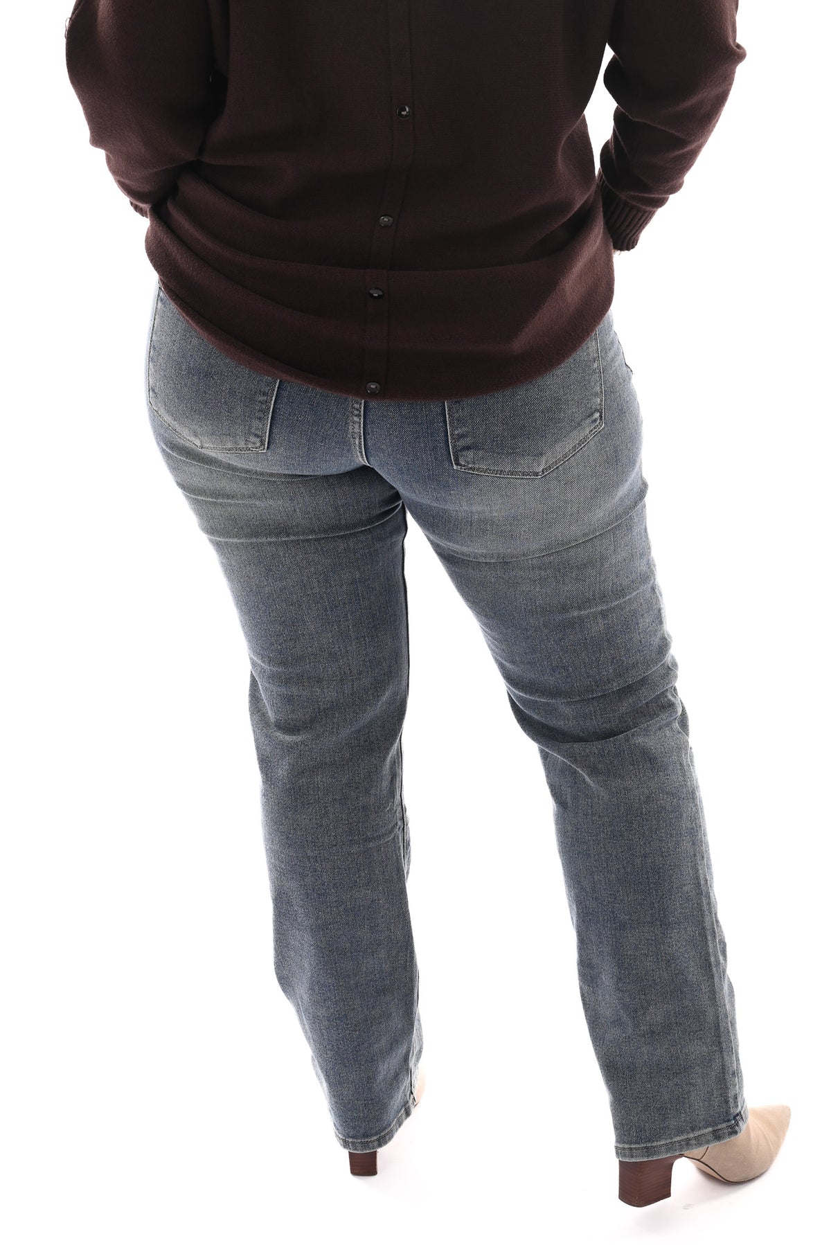 Norfy straight high waist jeans stonewash