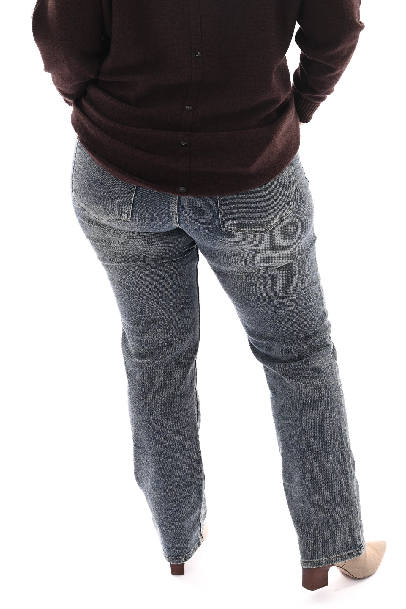 Norfy straight high waist jeans stonewash