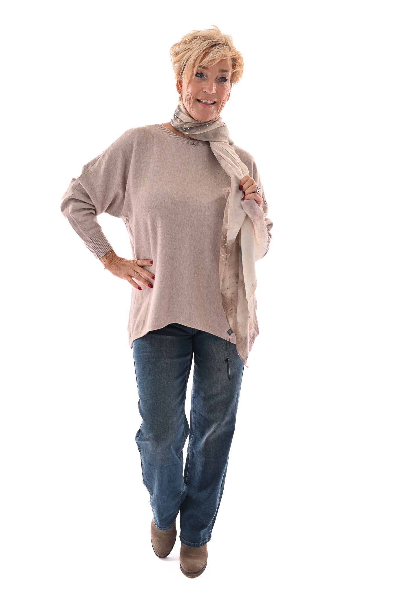 Trui met knoopjes beige