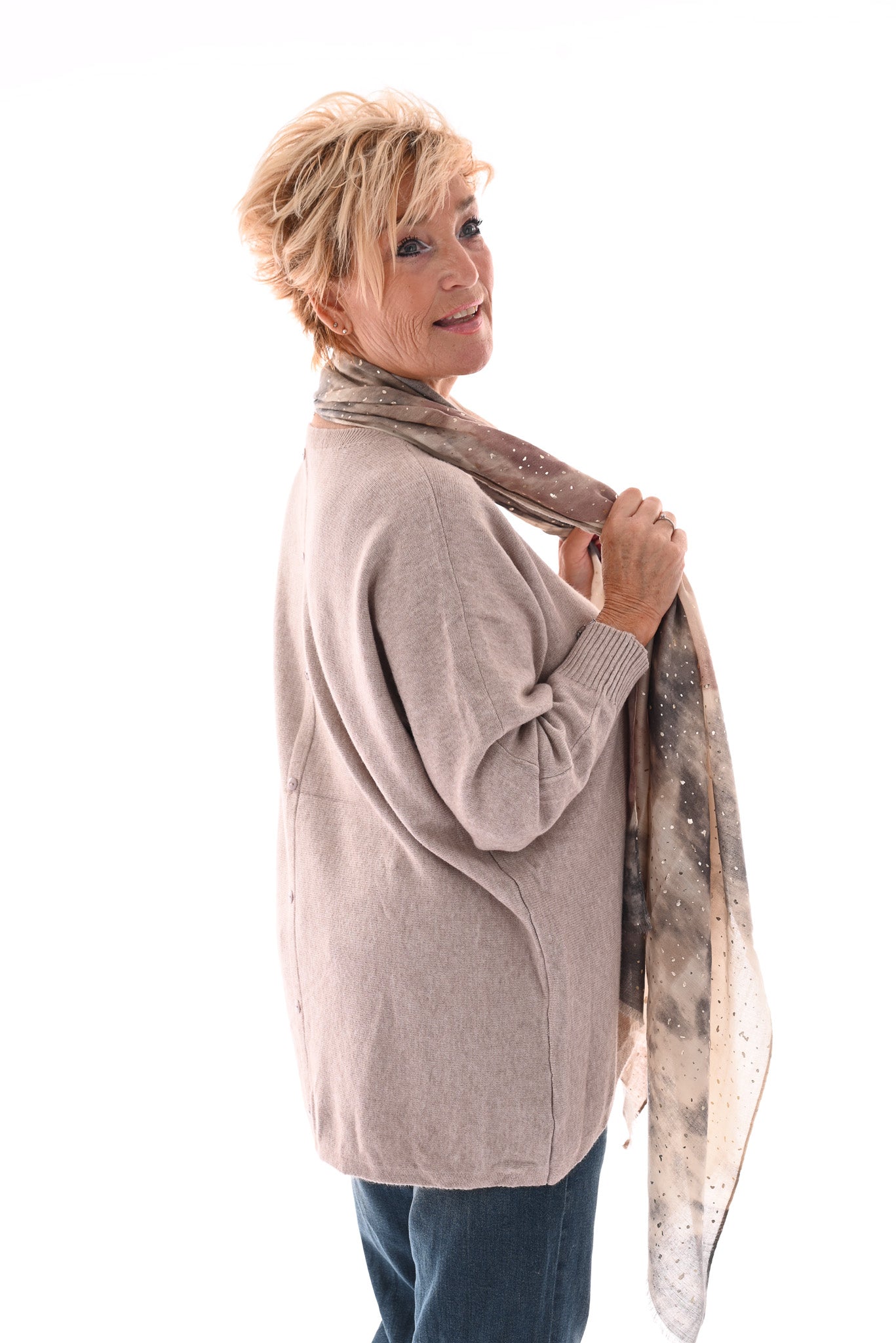 Trui met knoopjes beige