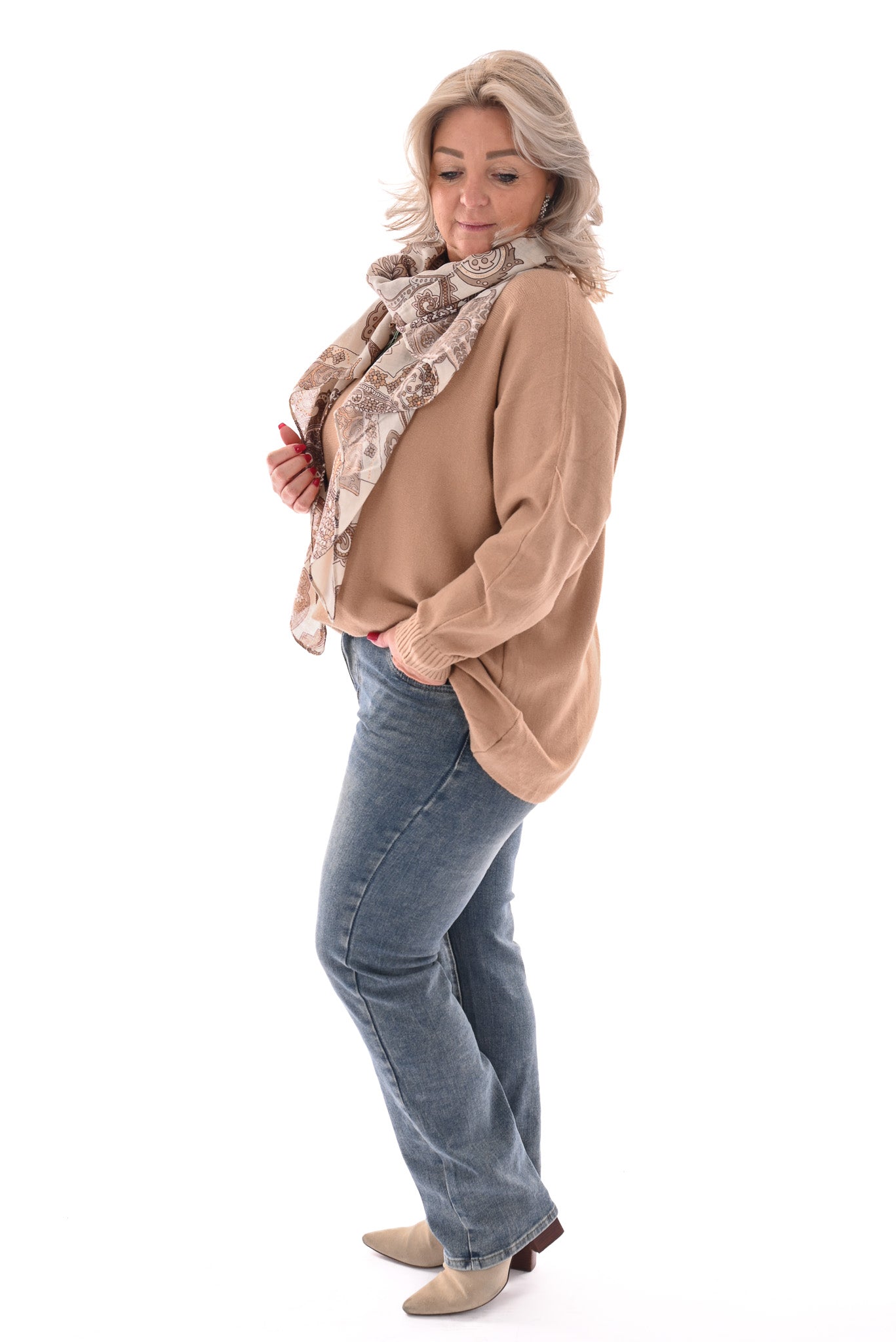Trui met knoopjes camel