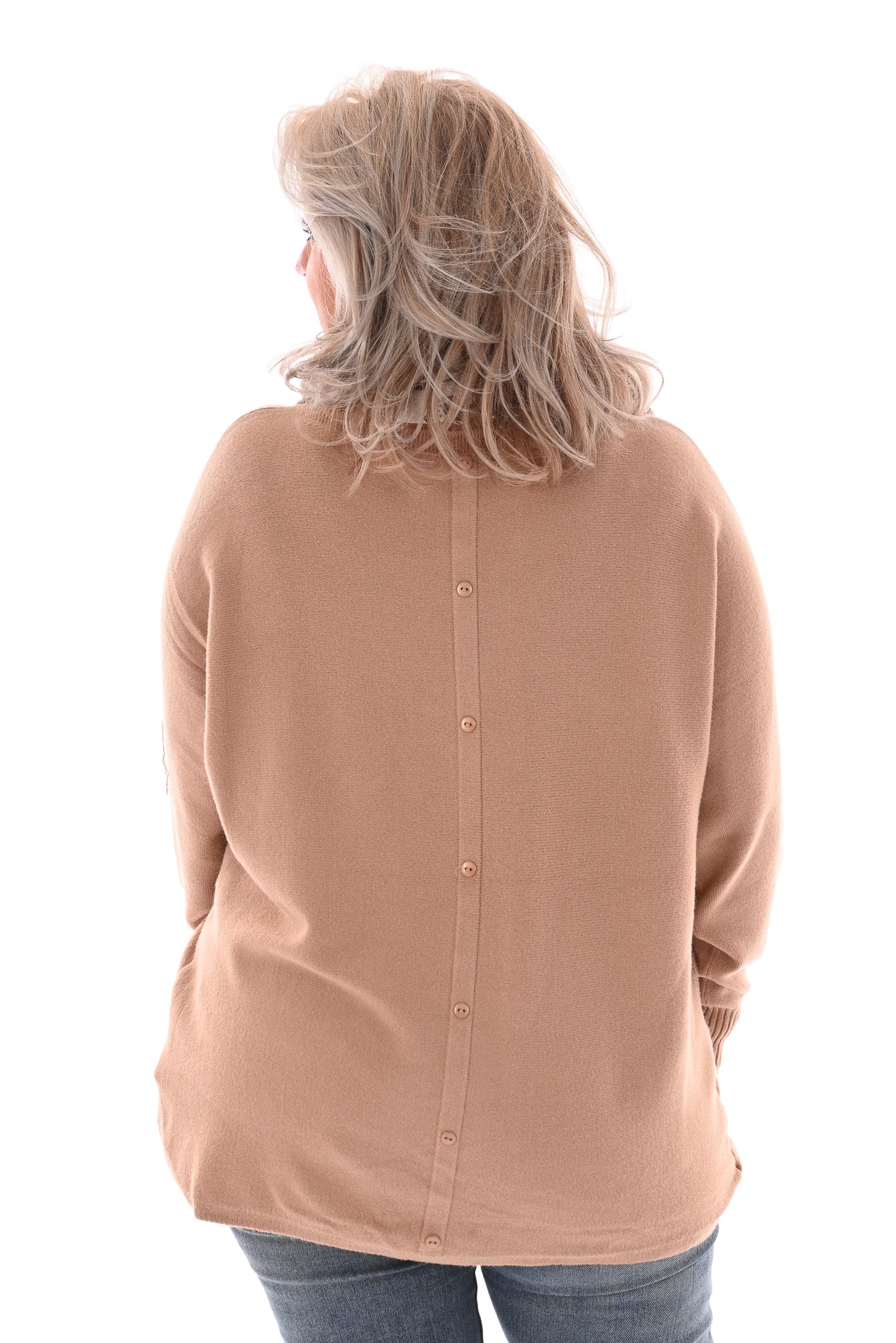 Trui met knoopjes camel