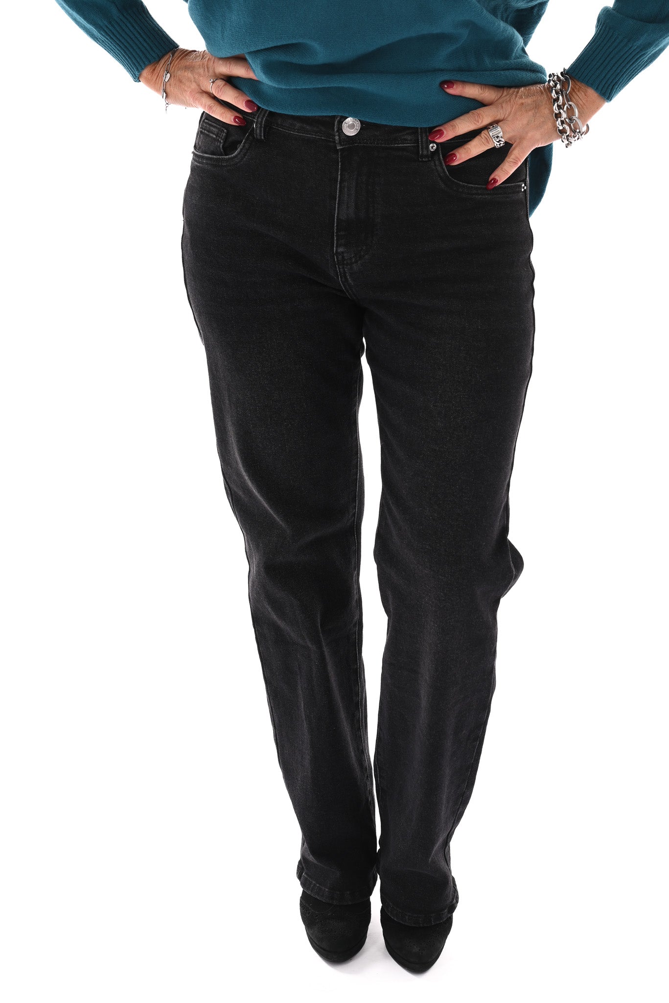 Norfy straight high waist jeans zwart