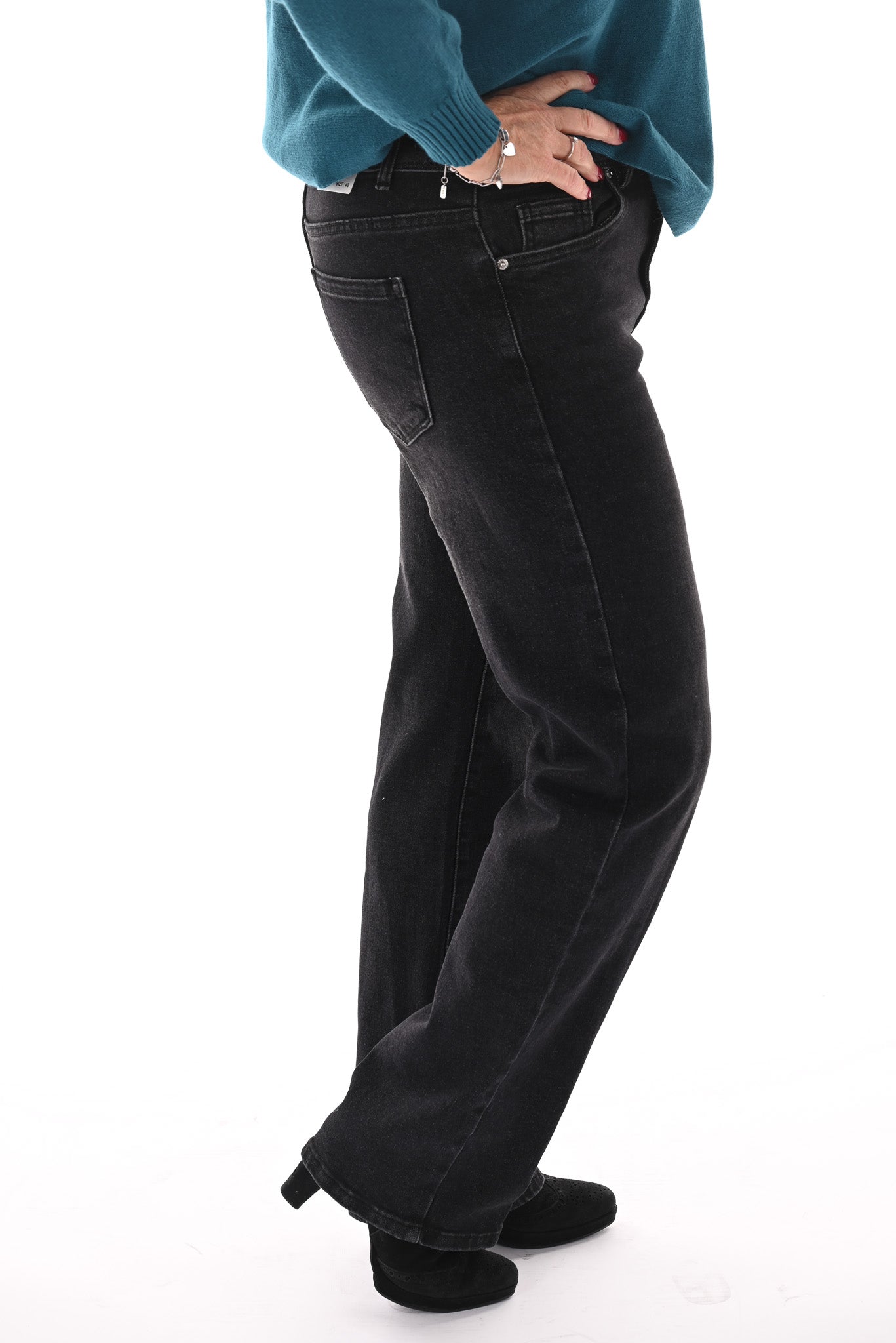 Norfy straight high waist jeans zwart