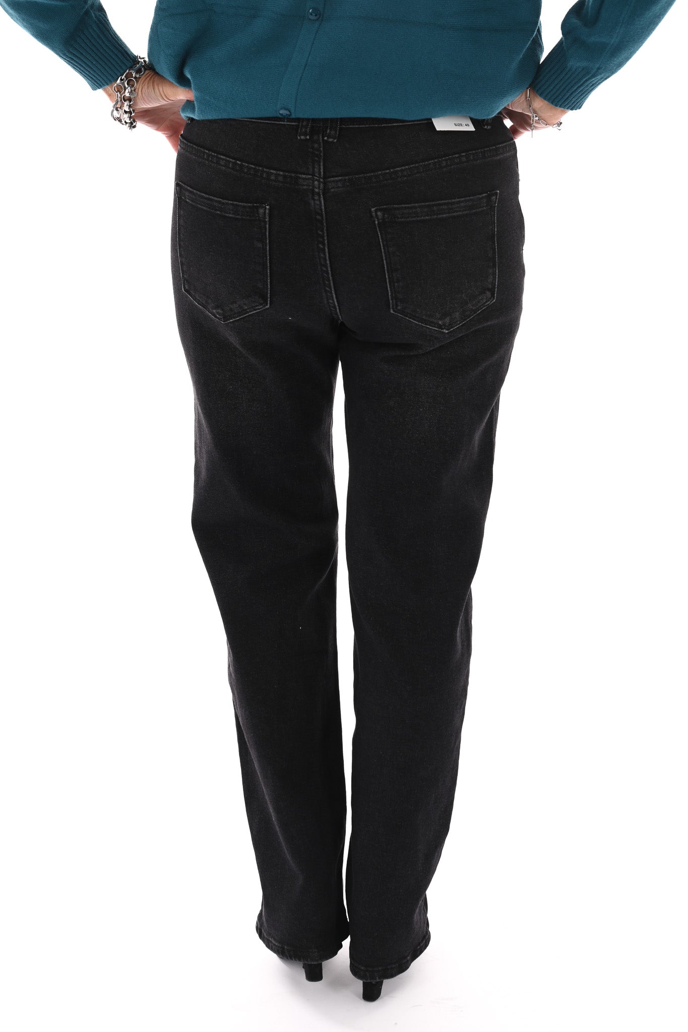 Norfy straight high waist jeans zwart