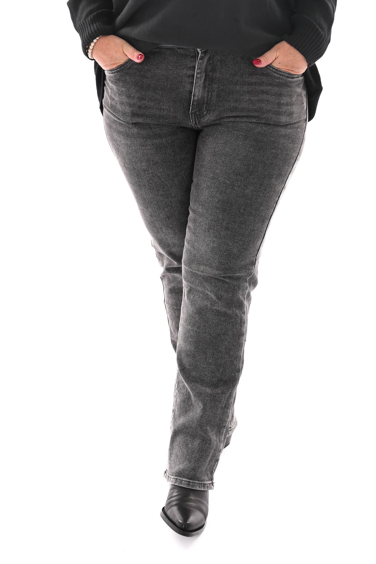 Norfy straight high waist jeans grijs