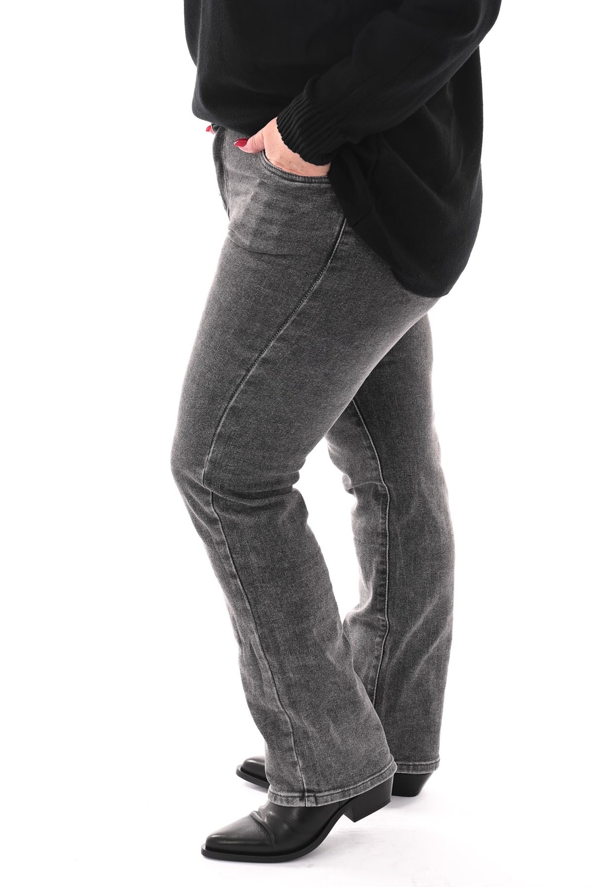 Norfy straight high waist jeans grijs