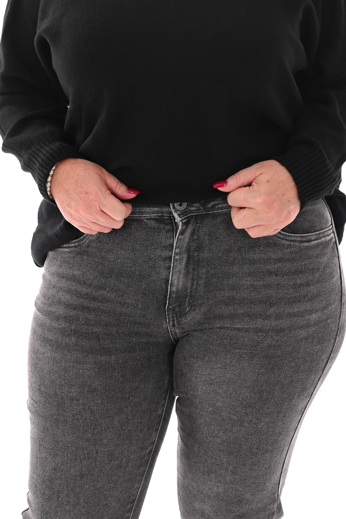 Norfy straight high waist jeans grijs