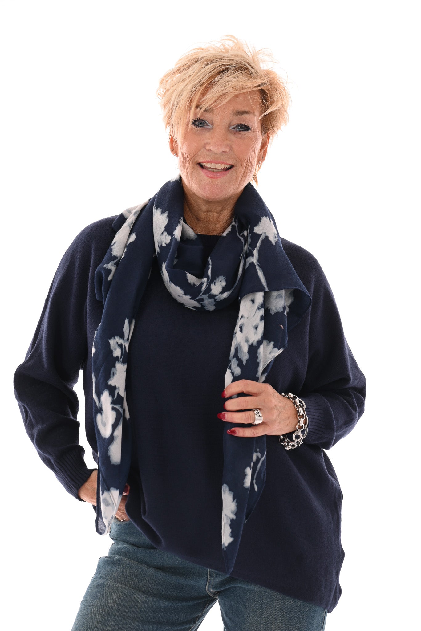 Trui met knoopjes marineblauw