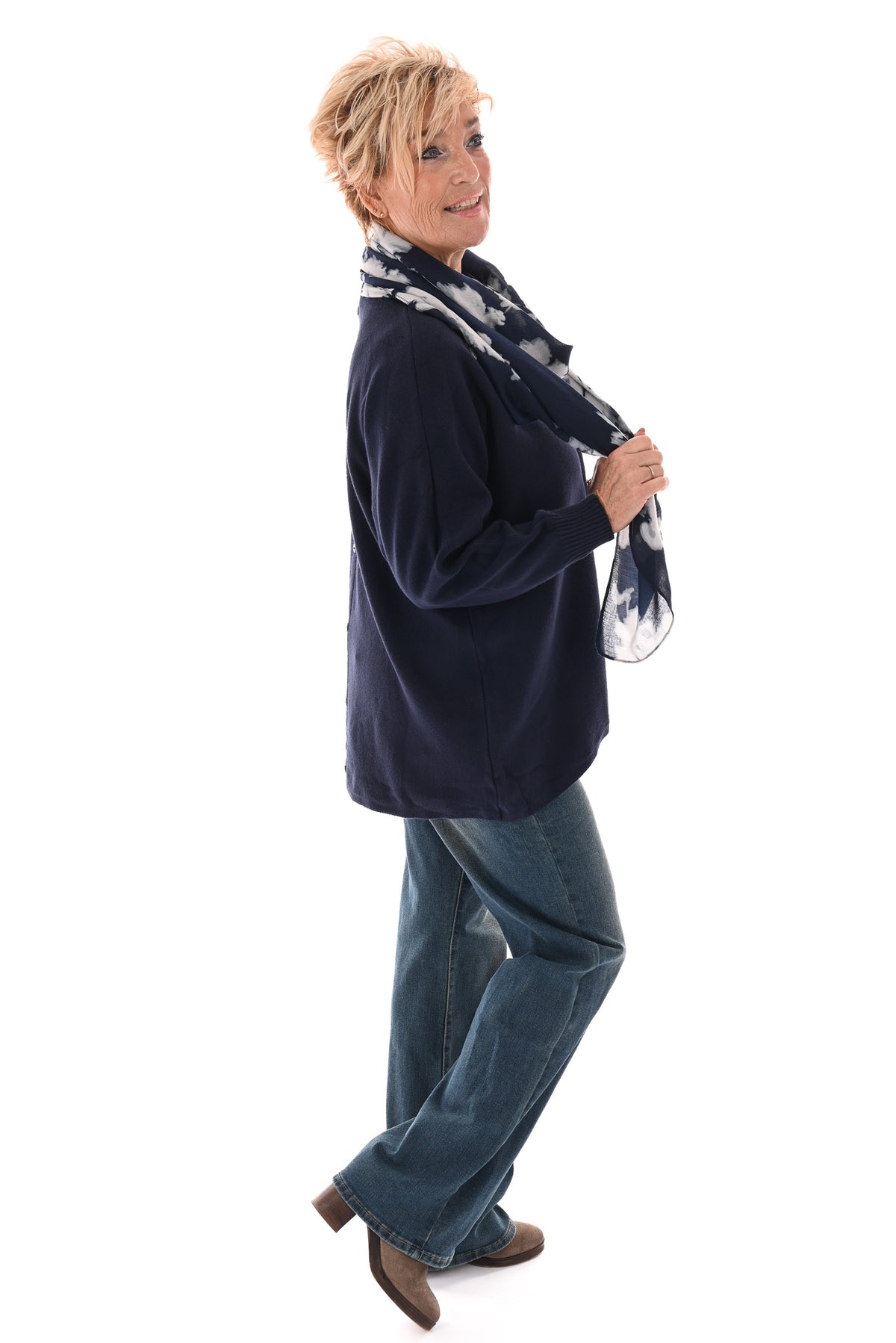Trui met knoopjes marineblauw