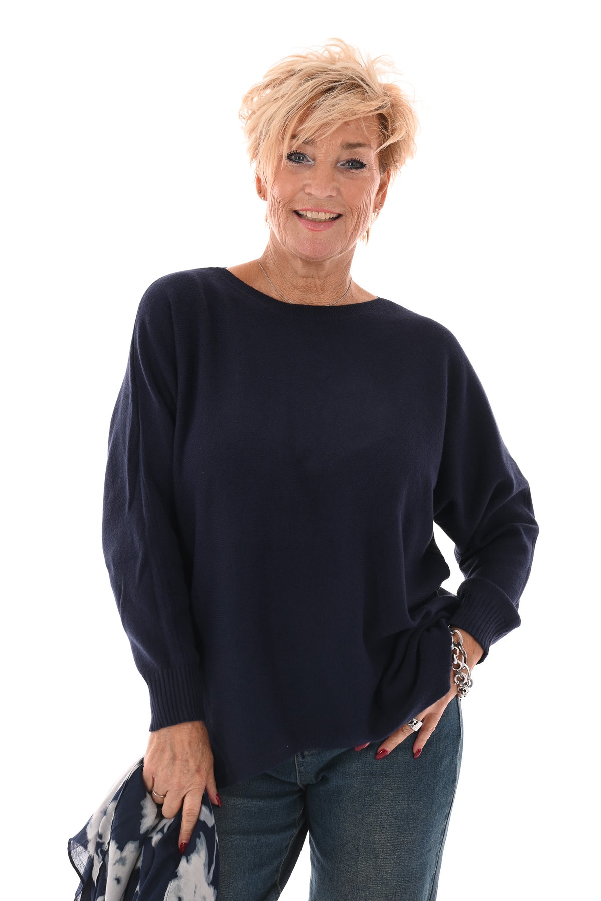 Trui met knoopjes marineblauw
