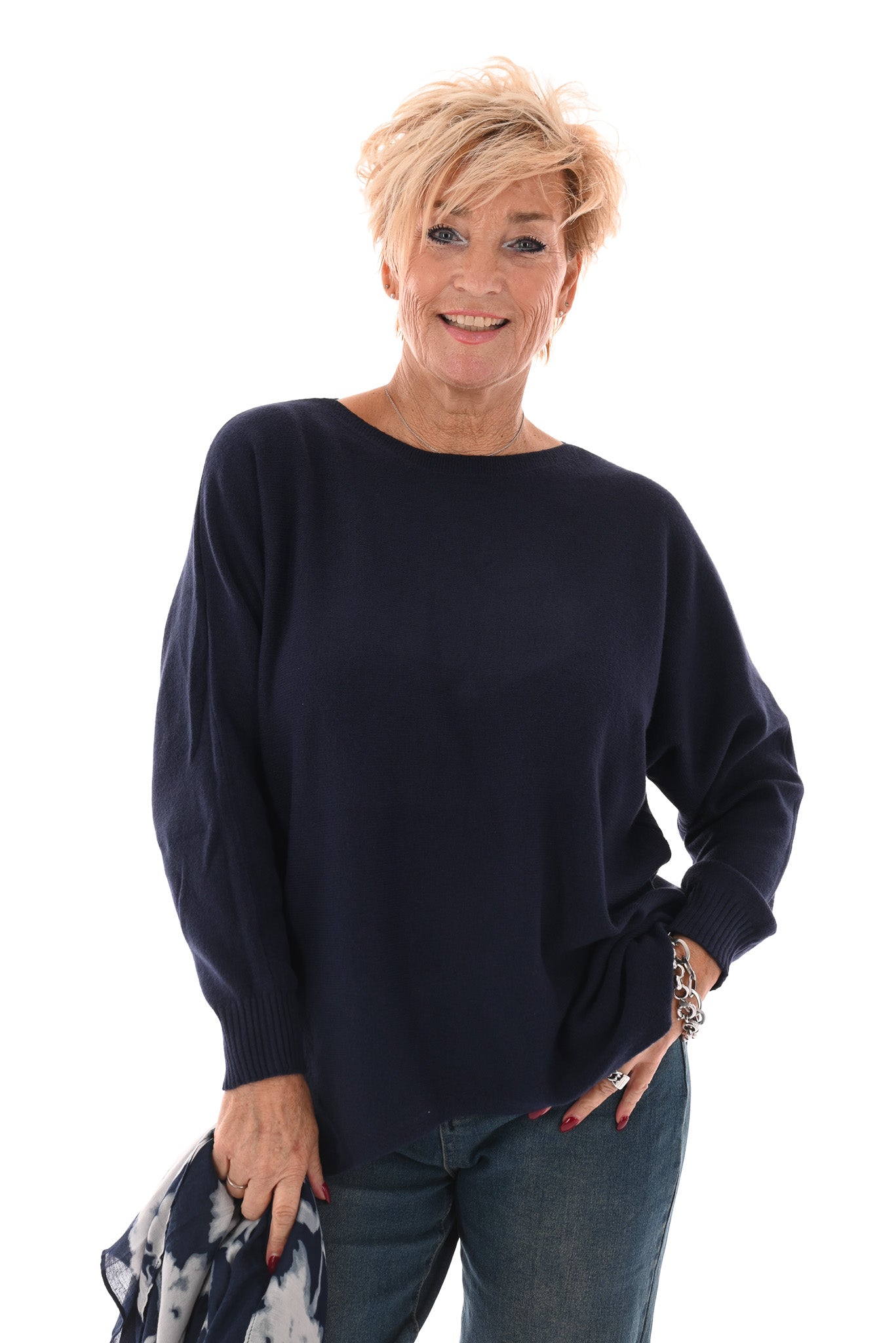 Trui met knoopjes marineblauw