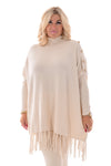 Trui franjes en knopen creme