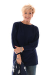 Trui met knoopjes pofmouwen marineblauw