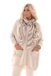 Trui met zakken en knoopjes beige