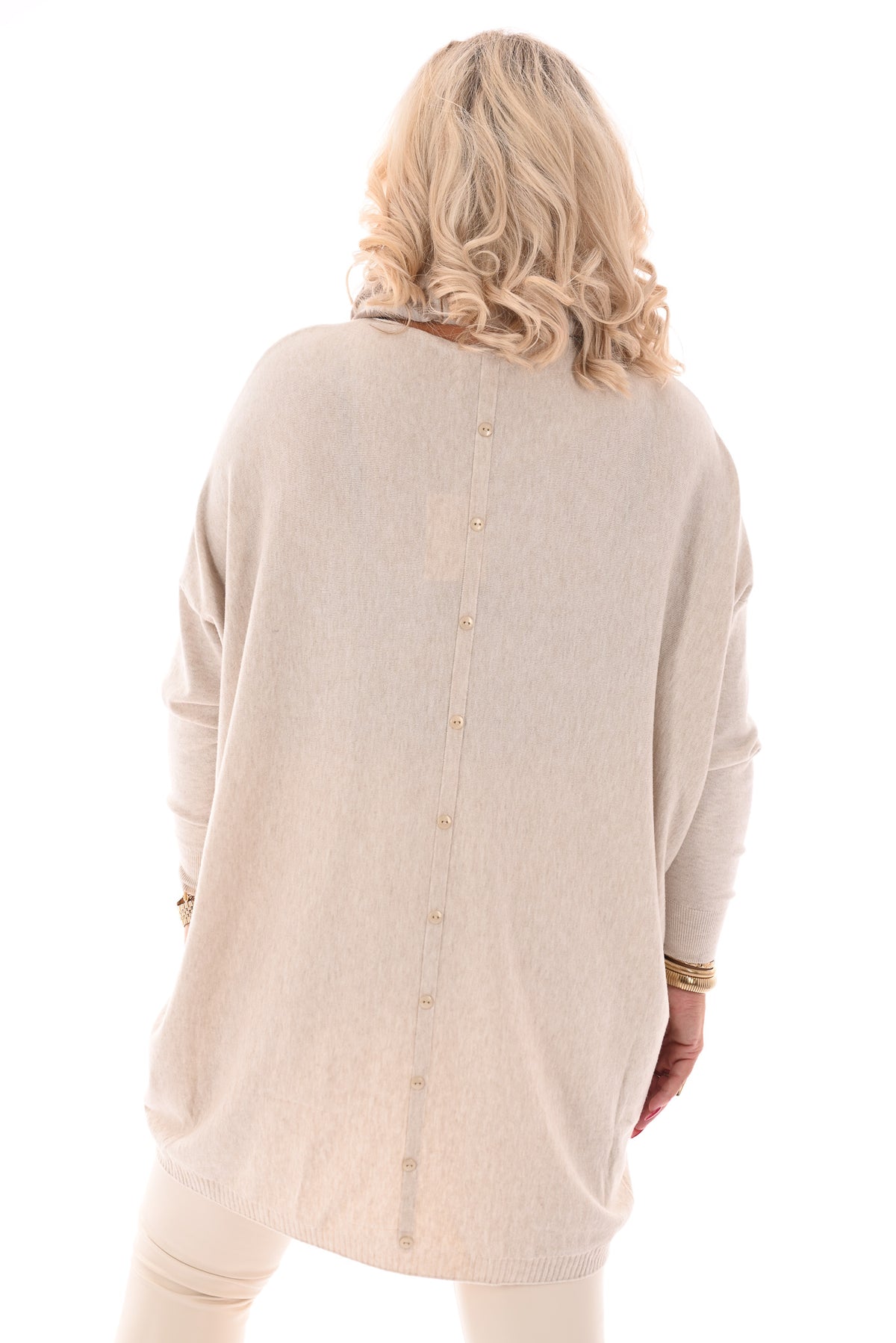 Trui met zakken en knoopjes beige