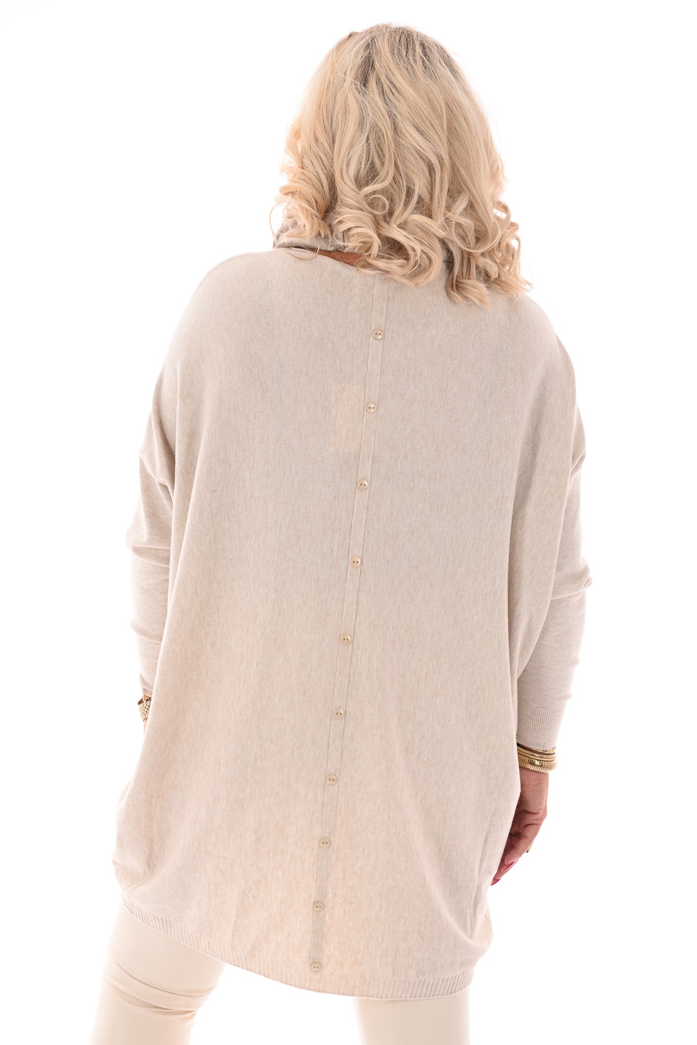 Trui met zakken en knoopjes beige