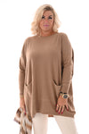 Trui met zakken en knoopjes camel