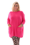 Trui met zakken en knoopjes fuchsia