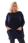 Trui met zakken en knoopjes marineblauw