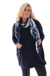 Sjaal landscape glitters donkerblauw/grijs
