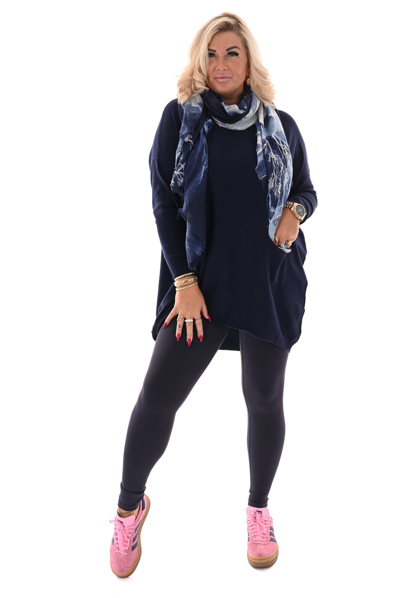 Trui met zakken en knoopjes marineblauw