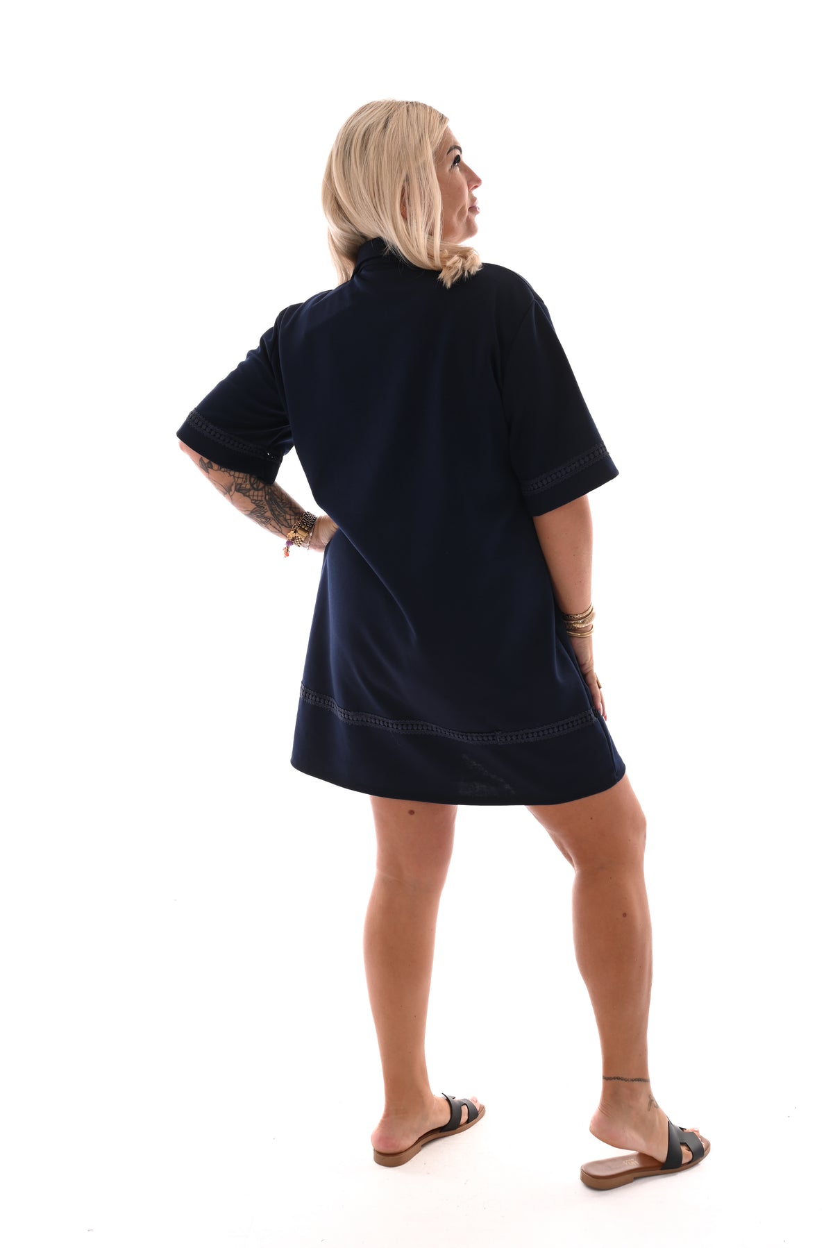 Korte jurk kraag marineblauw