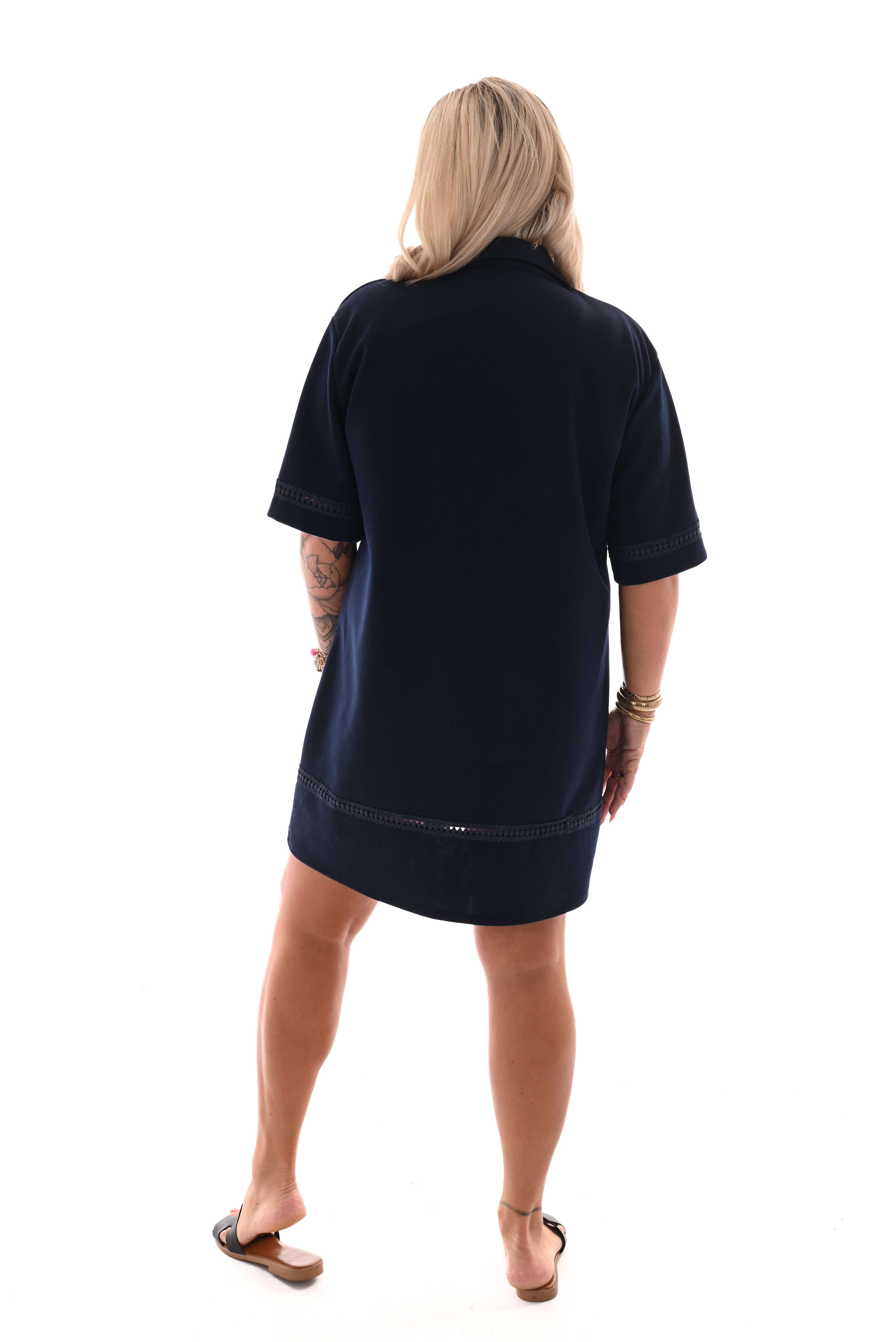 Korte jurk kraag marineblauw