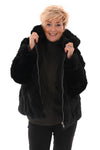 Faux fur jas met capuchon zwart