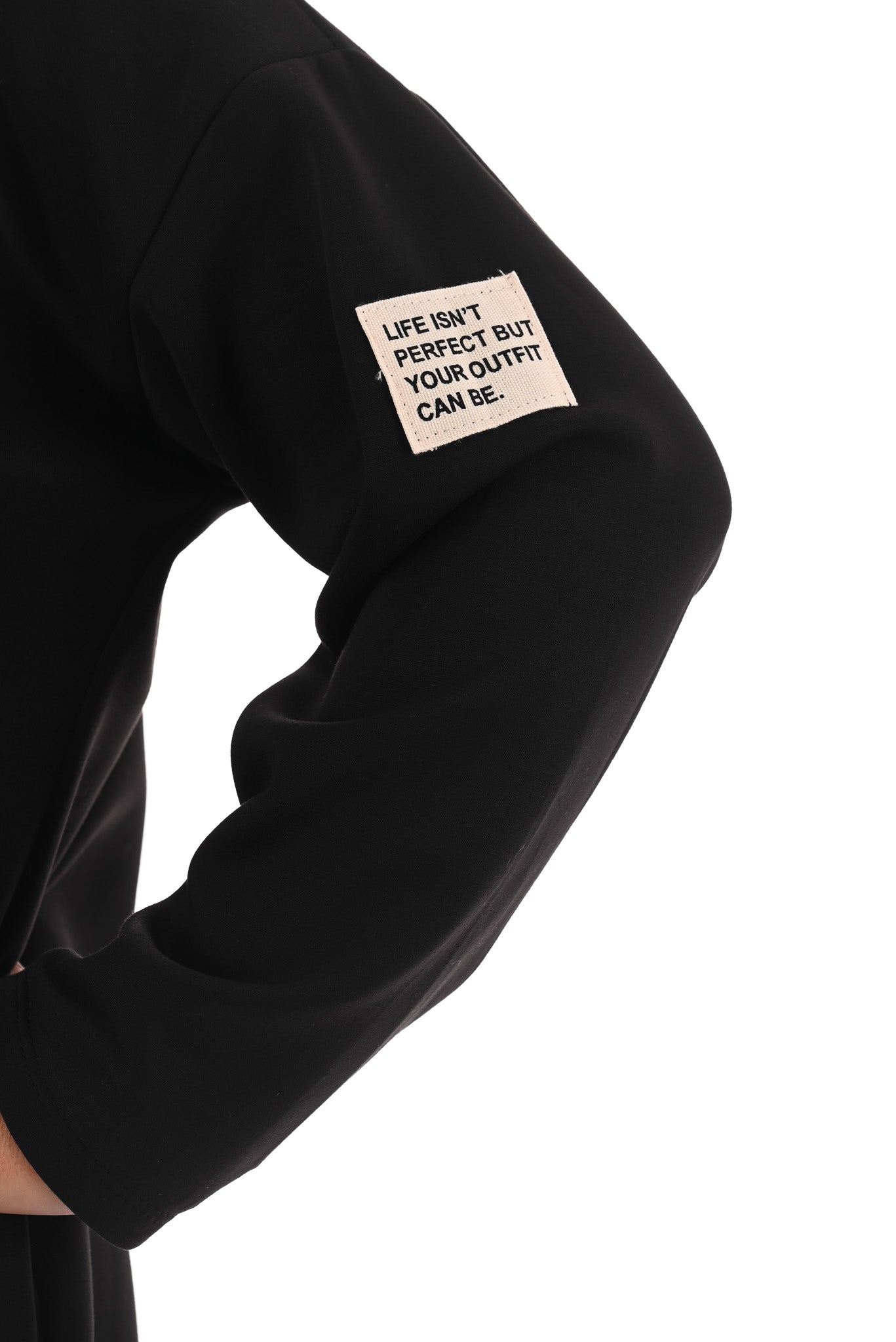 Sweaterdress v-hals applicatie zwart