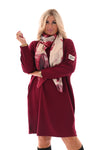 Sweaterdress v-hals applicatie bordeaux