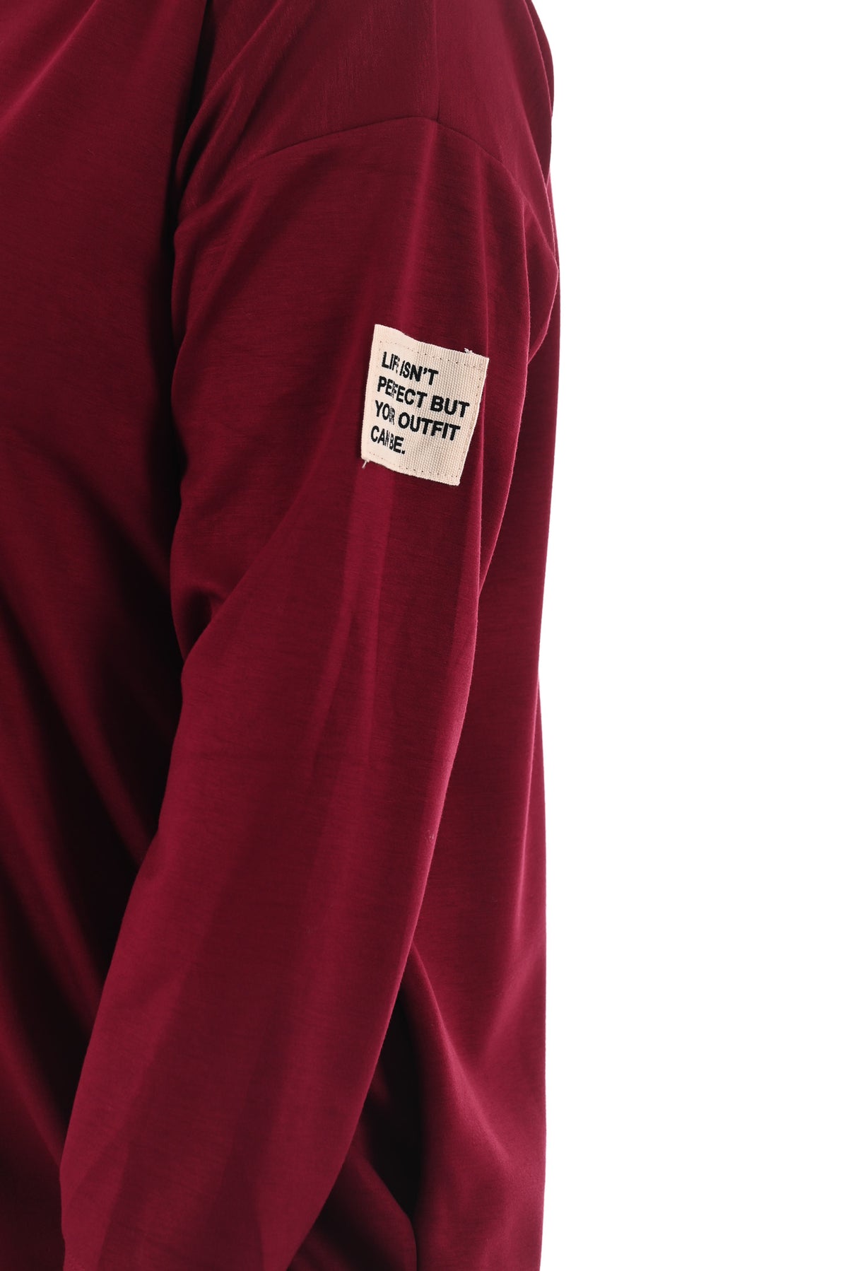 Sweaterdress v-hals applicatie bordeaux