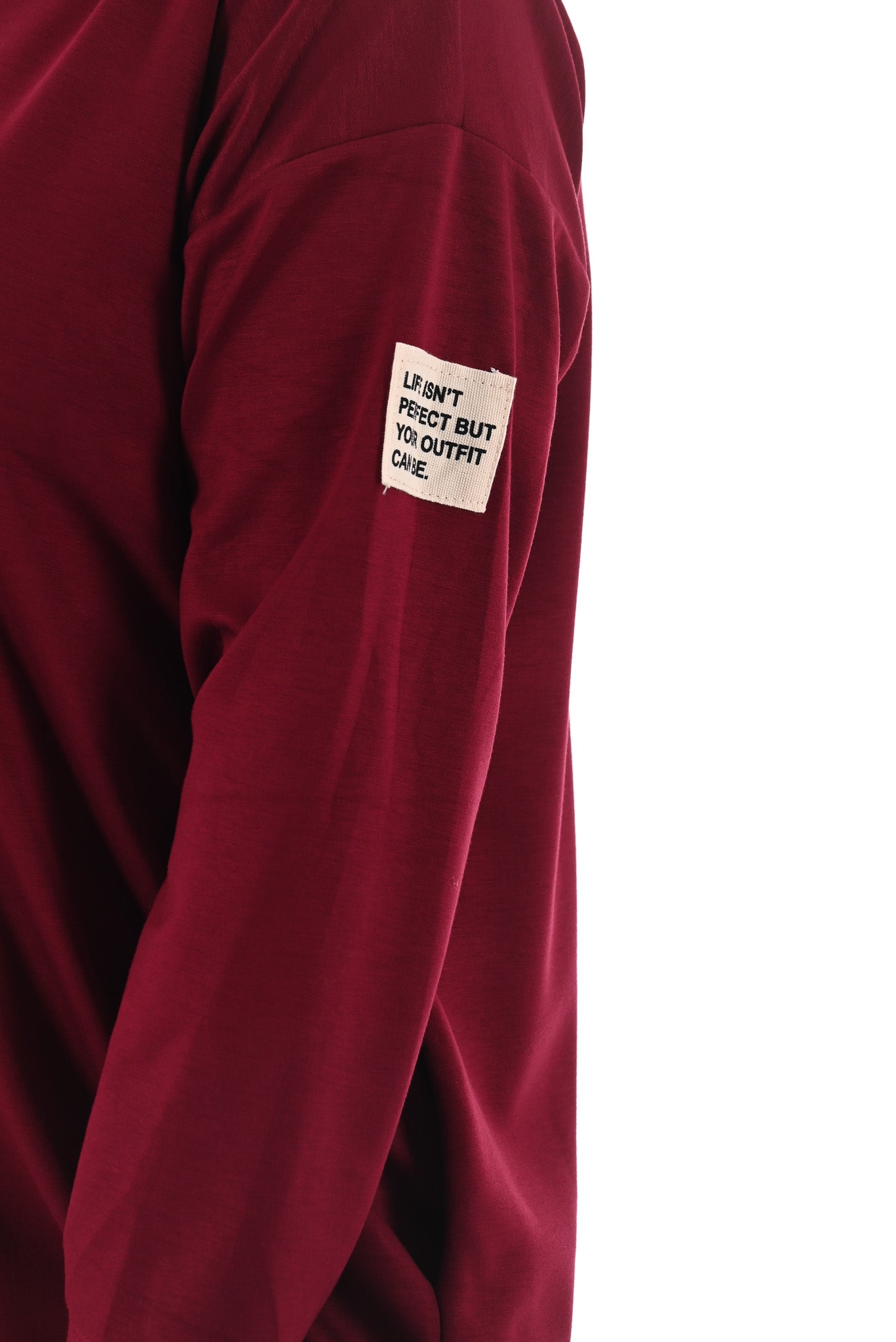 Sweaterdress v-hals applicatie bordeaux