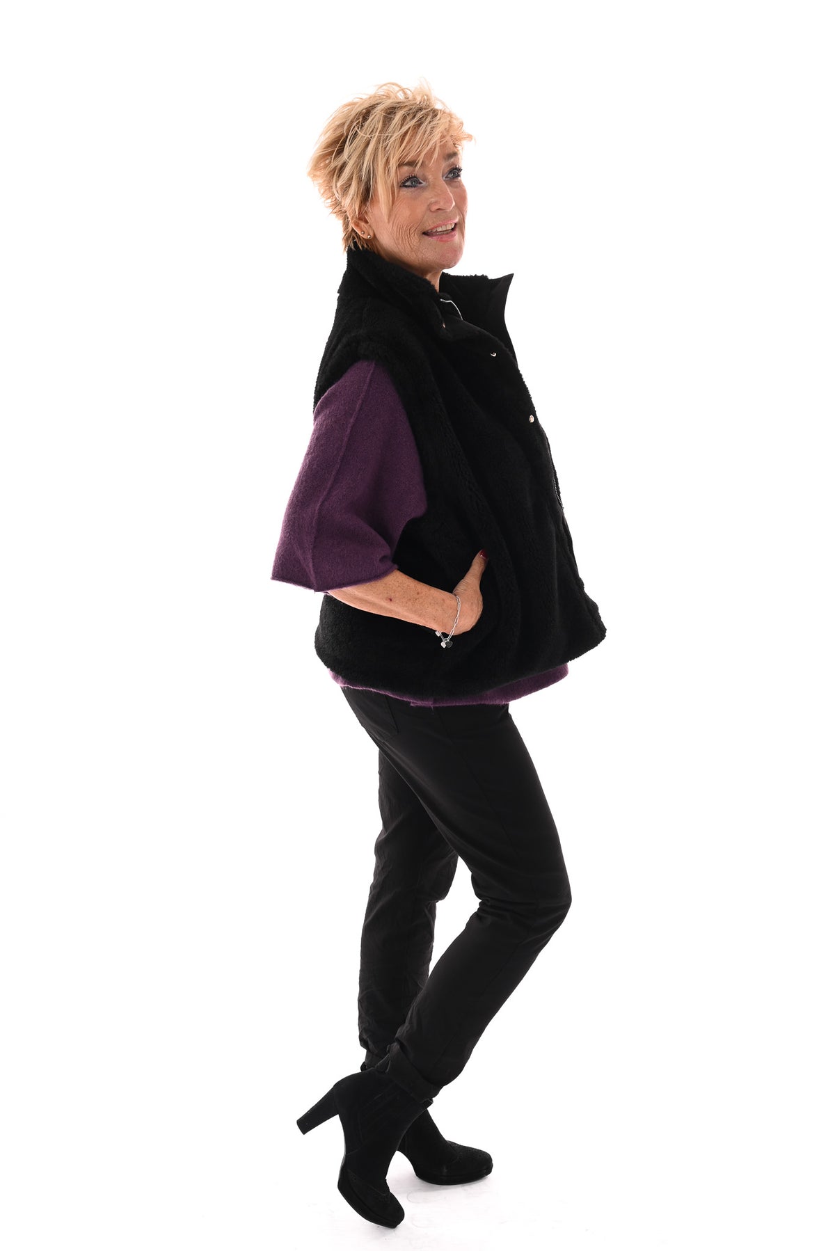 Bodywarmer faux fur zwart