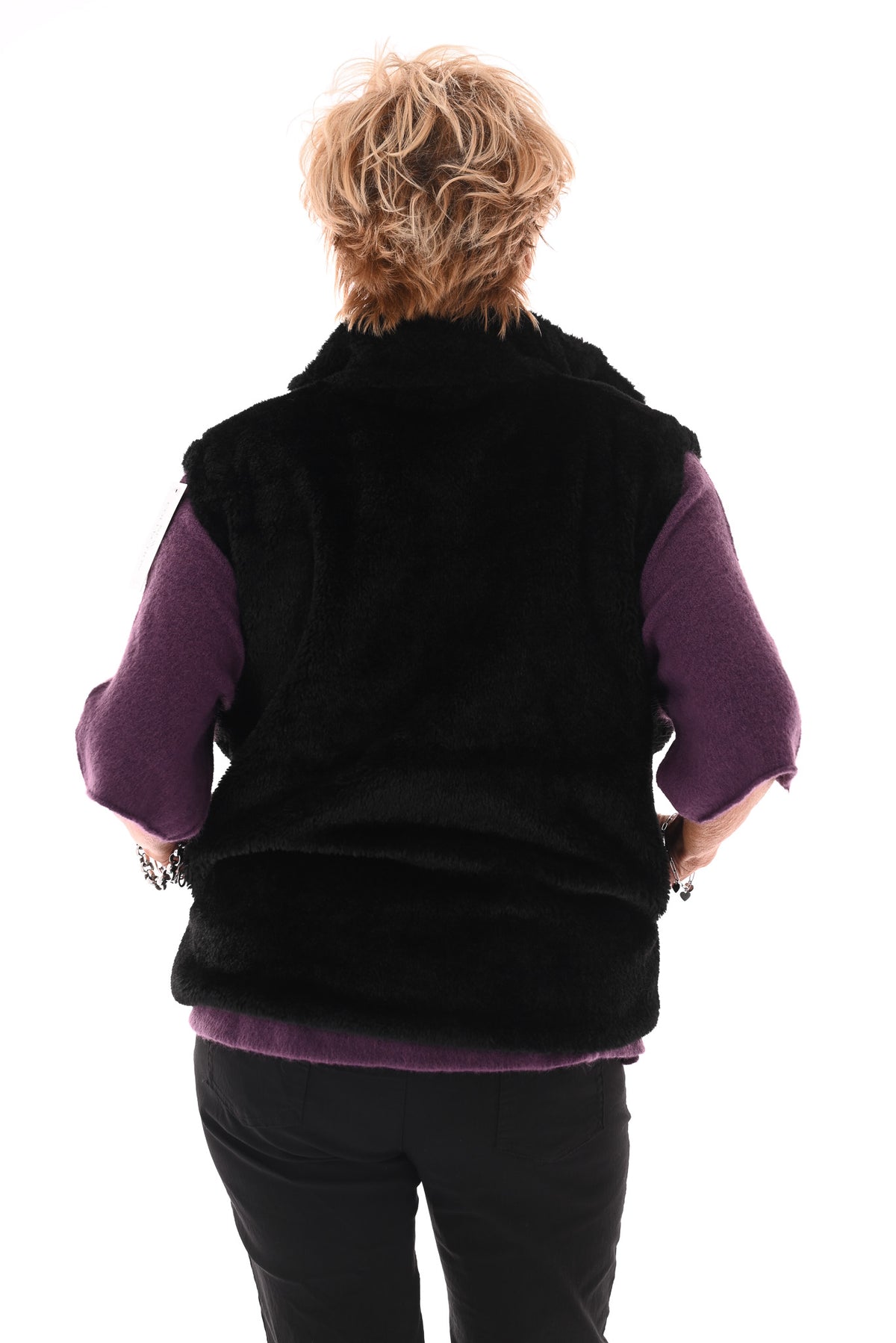 Bodywarmer faux fur zwart