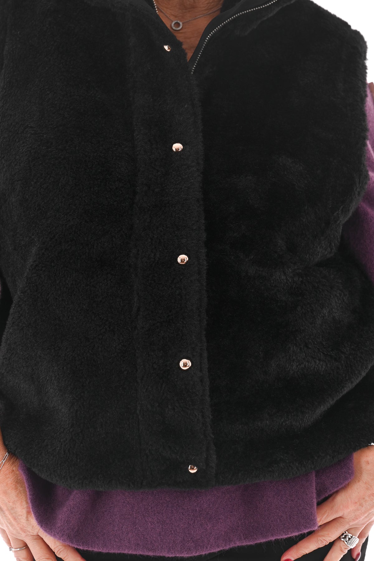 Bodywarmer faux fur zwart