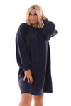 Sweaterdress pofmouwen marineblauw